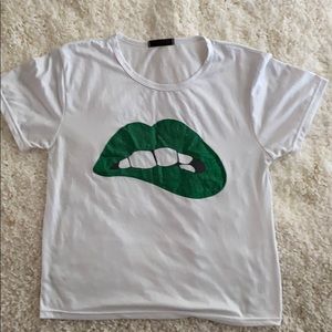 White shirt with lips design ordered online